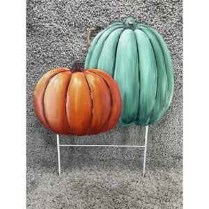 Fall Yard Sign Metal Pumpkin Yard Stakes Outdoors Home Decorations Pumpkin New